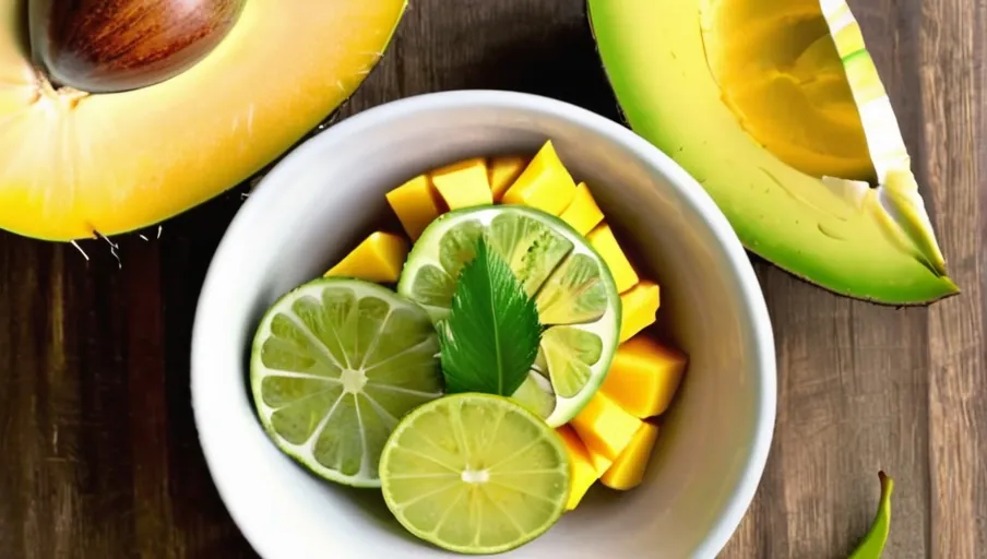 A bowl of ripe, yellow mangos,