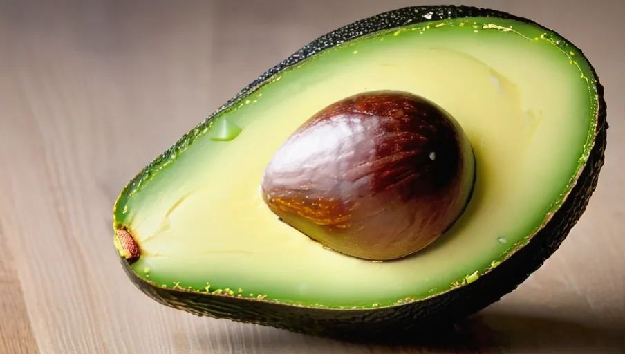 A ripe, bright green Haitian avocado