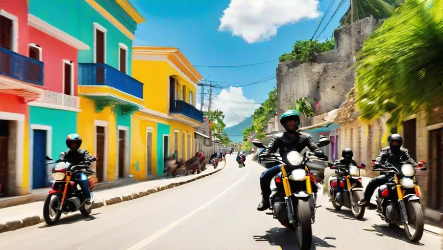 Caribbean backdrop and colorful buildings adding to the exhilarating atmosphere