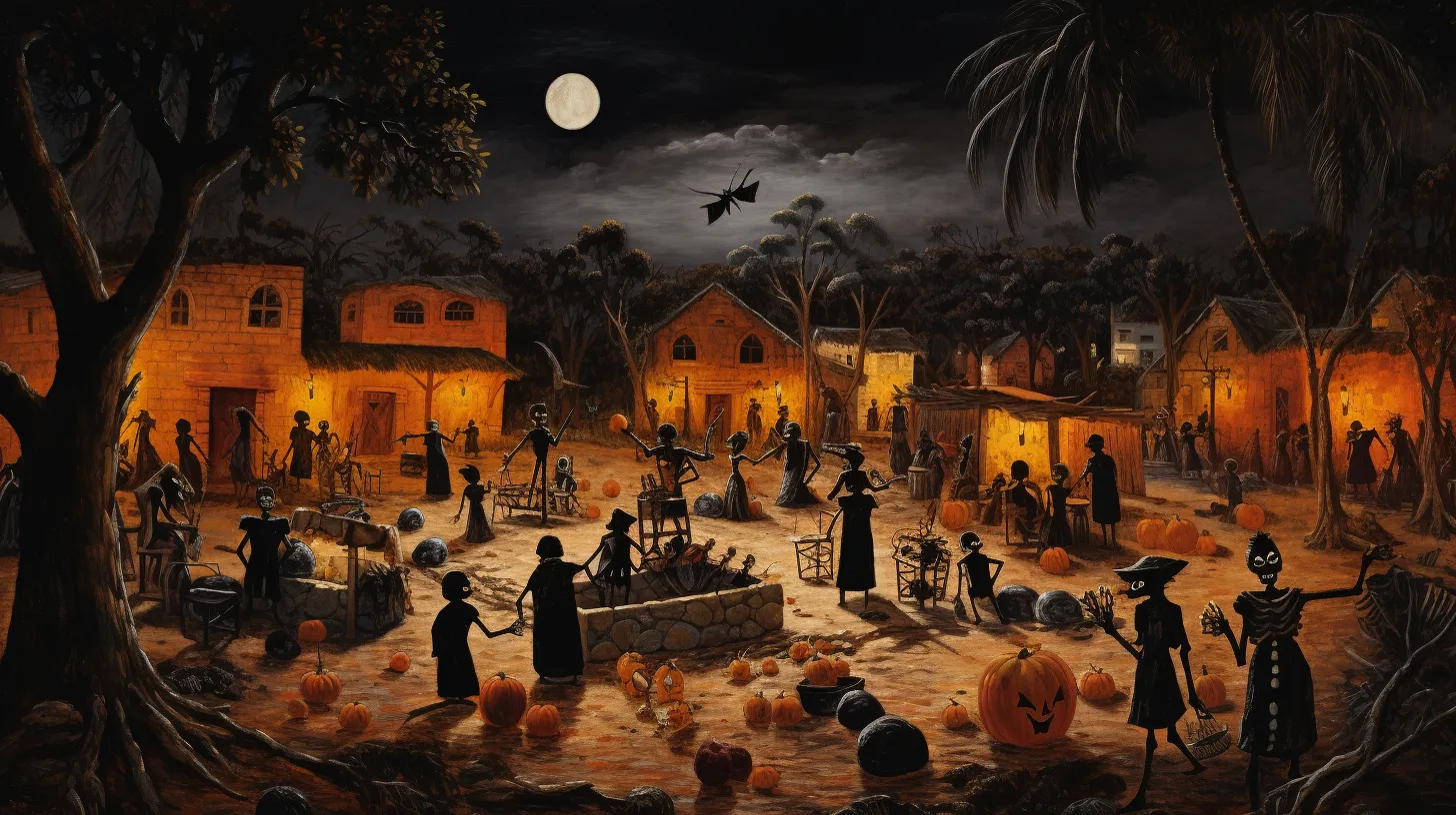 scene in Haiti featuring traditional voodoo rituals and festive celebrations