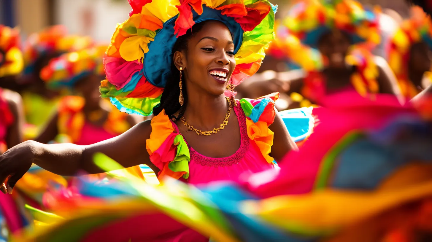 swirling as they celebrate the rich cultural heritage of Haiti