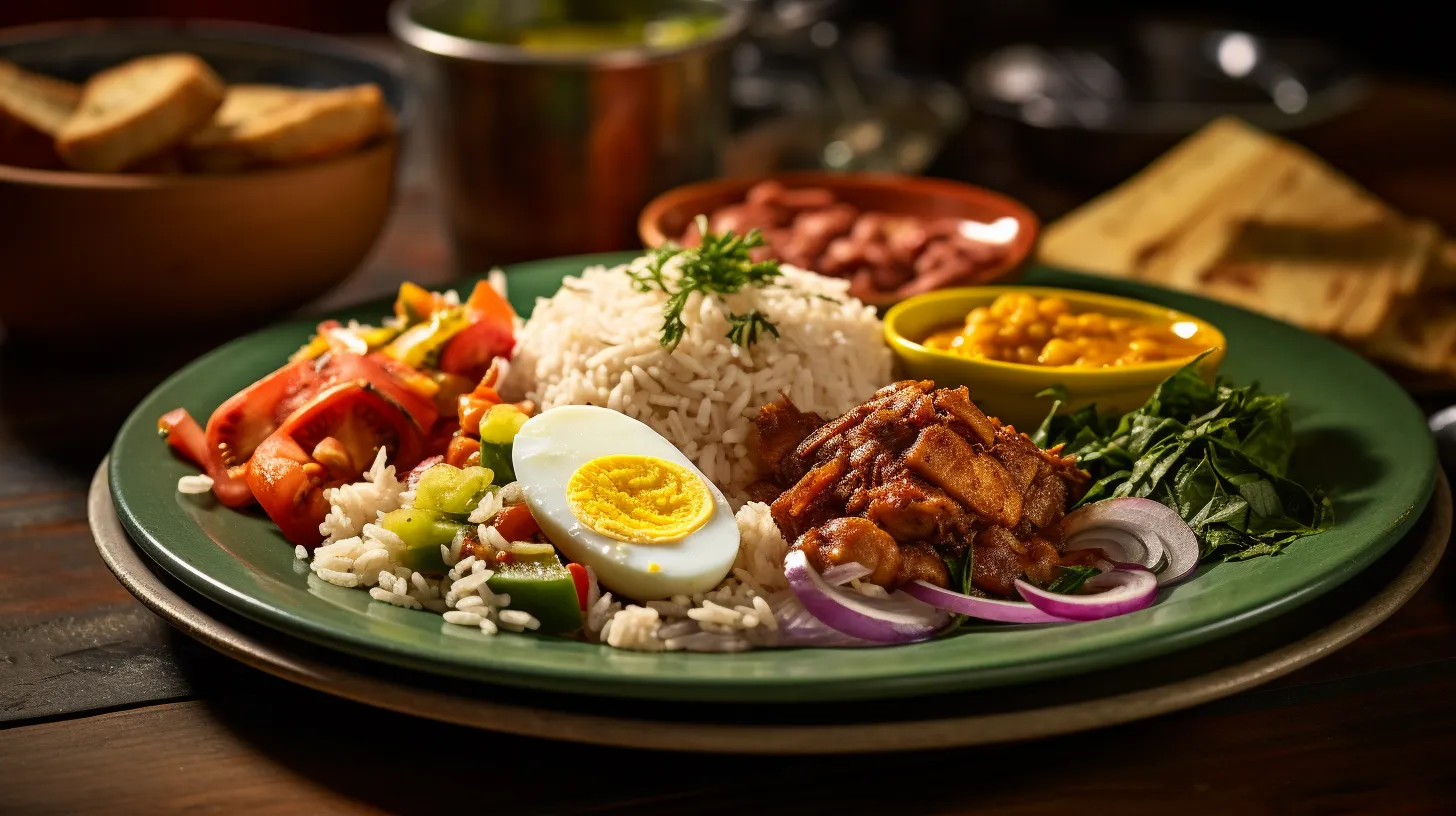 traditional eggbased meal surrounded by vibrant local ingredients and spices