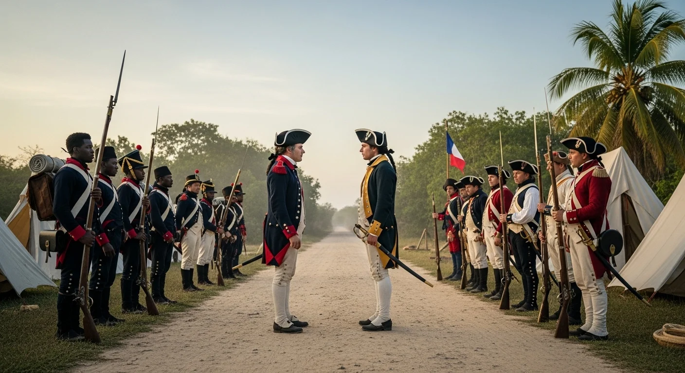Rival revolutionary leaders and their escorts confront one another during the War of Knives.
