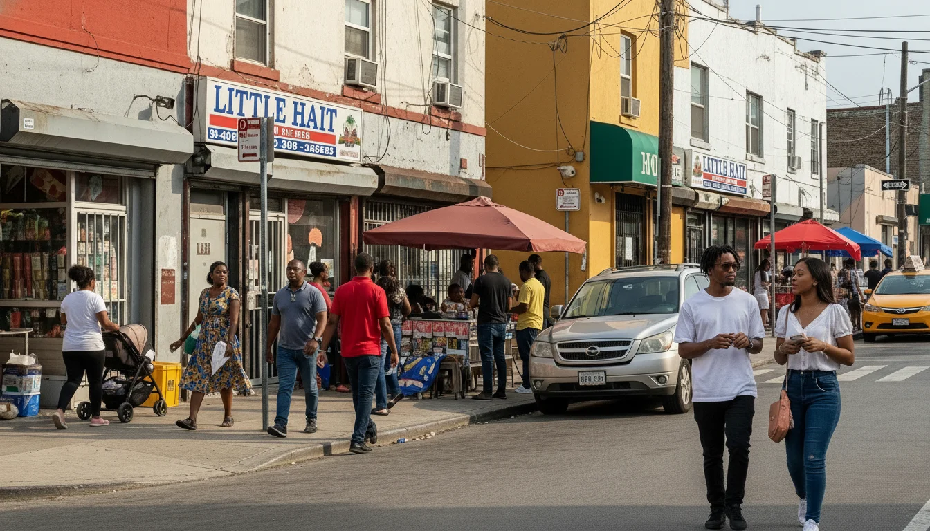 a Haitian diaspora neighborhood street scene
