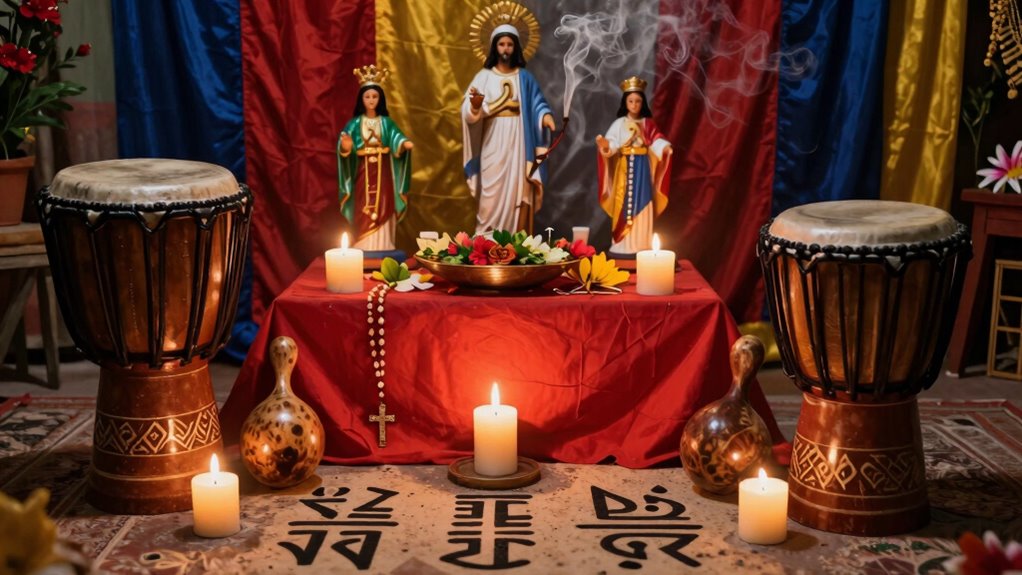 Haitian Vodou altar showing Afro-Catholic syncretism