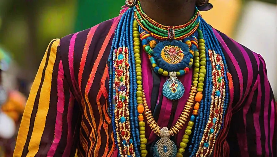 garments intricate jewelry and vibrant colors exuding reverence and respect