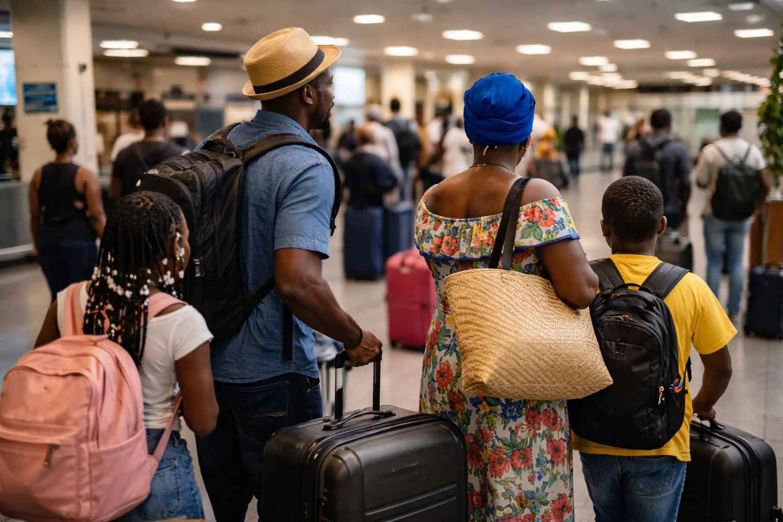 inside an airport arrivals area in the US or Canada
