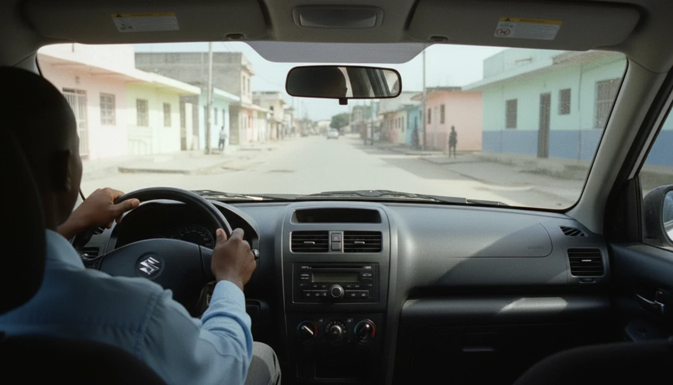 photo from inside the back seat of a car showing a trusted private driver setup