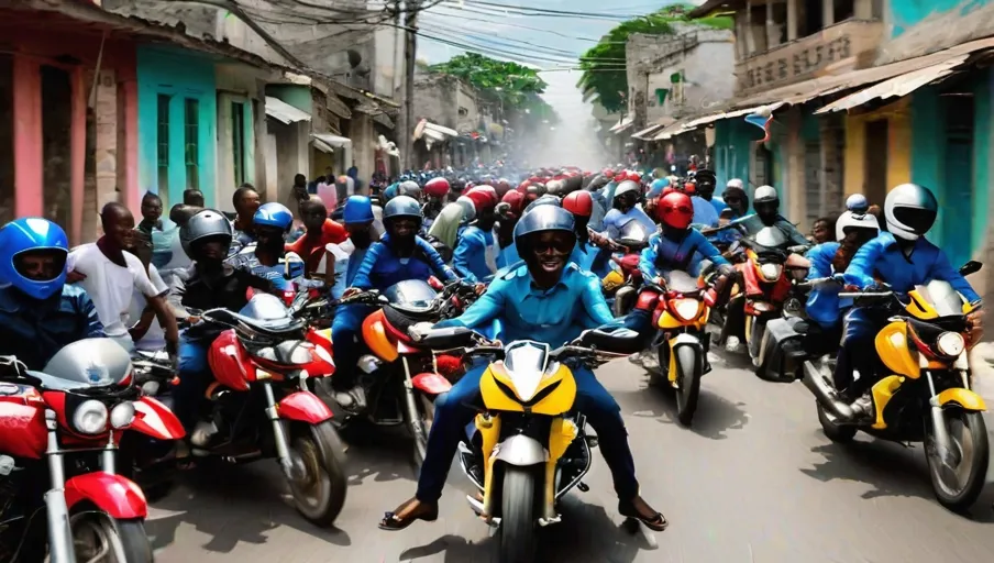 showcasing how motos epitomize the quintessential transportation choice in Haiti