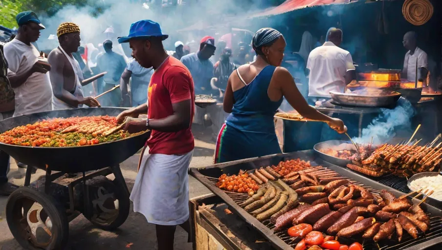 smoke as locals indulge in mouthwatering griot pikliz and akra