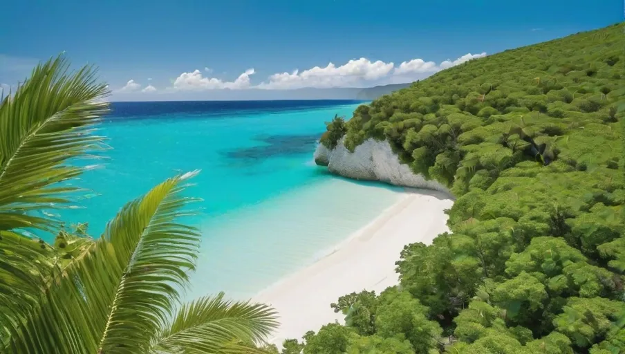 trees gently caressed by waves and framed by majestic cliffs